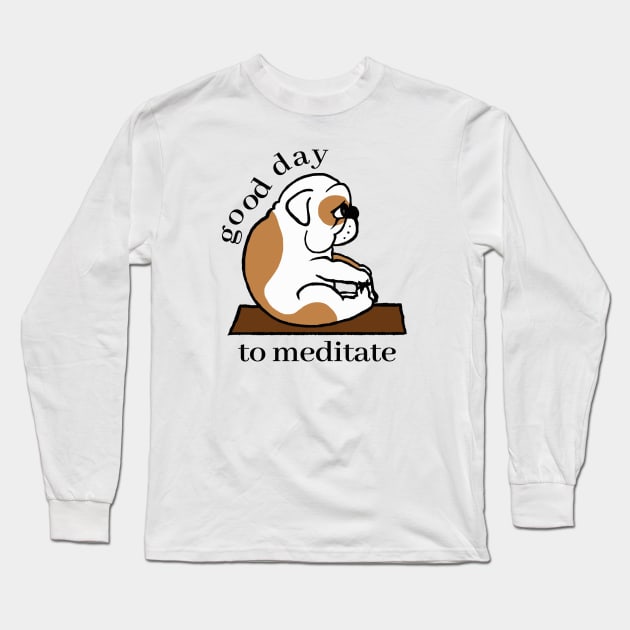 Cute Bulldog Yoga Long Sleeve T-Shirt by MasutaroOracle